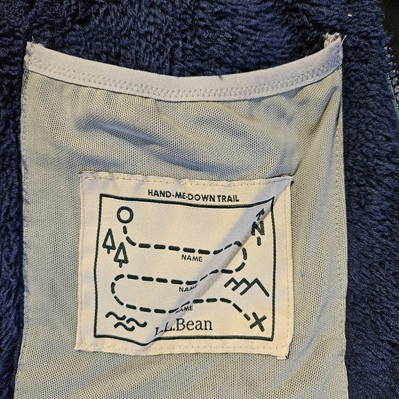 L.L. Bean Kids' Bean's Down Colorblock Green and Blue Jacket - Picture 7 of 8